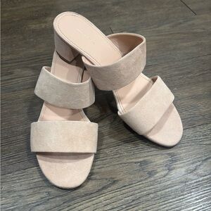 Mansur Gavriel NWOB Size 9.5 Suede Double Strap Block Heel in Blush Pink